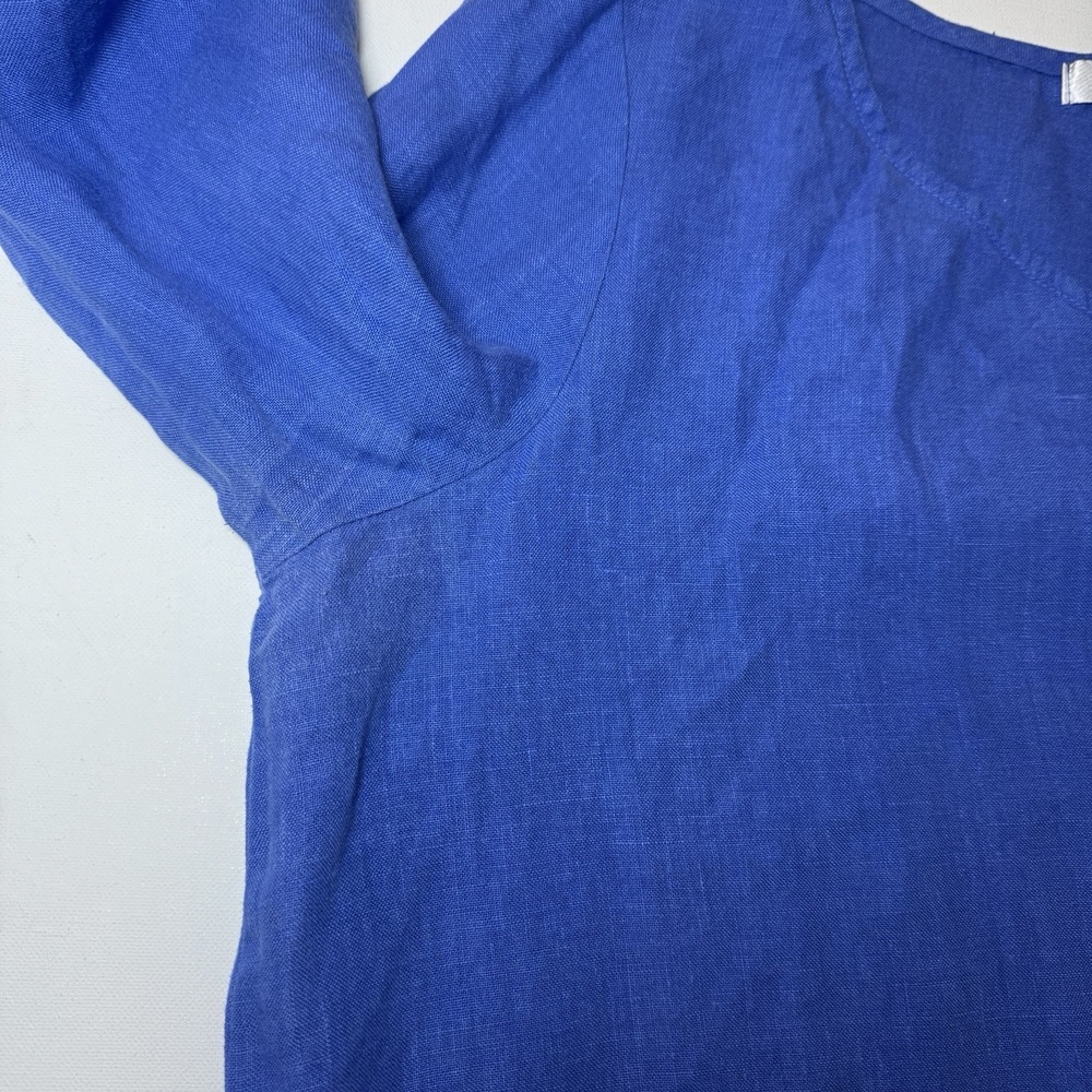 Cut Loose 100% Linen Dress Tunic XL Blue Coastal Lagenlook Casual Popover Shift - Picture 7 of 9